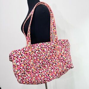Vera Bradley Pixie Confetti Quilted Fabric Double Handle Zip Travel Duffel Bag